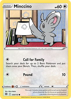 Common Pokémon card Minccino 124/172 from Brilliant Stars expansion