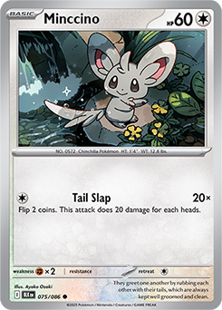 Common Pokémon card Minccino 75/86 from Black Bolt expansion