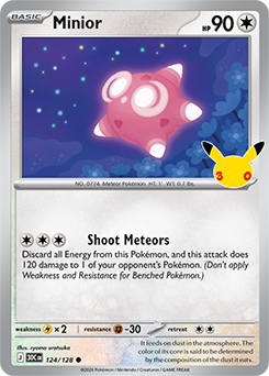 Common Pokémon card Minior 124/128 from 30th Celebration expansion