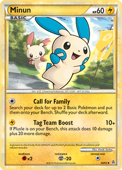 Uncommon Pokémon card Minun 34/95 from Unleashed expansion