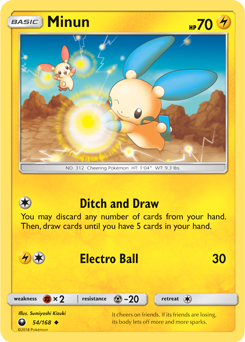 Uncommon Pokémon card Minun 54/168 from Celestial Storm expansion