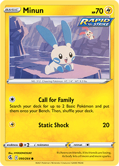 Common Pokémon card Minun 90/264 from Fusion Strike expansion