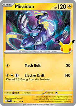 Rare Pokémon card Miraidon 062/128 from 30th Celebration expansion