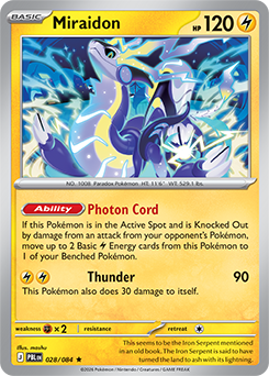 Carte Pokémon Rare Miraidon 28/84 de la série Nuit Noire