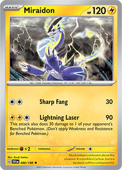 Rare Pokémon card Miraidon 080/198 from Scarlet & Violet expansion