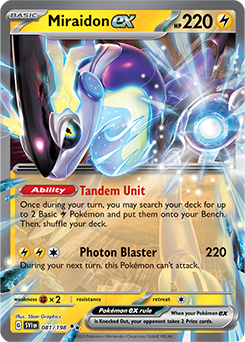 Double rare Pokémon card Miraidon ex 081/198 from Scarlet & Violet expansion
