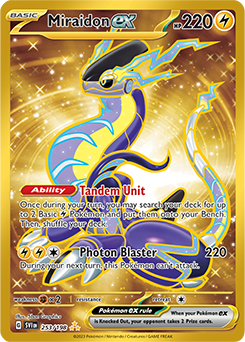 Hyper rare Pokémon card Miraidon ex 253/198 from Scarlet & Violet expansion