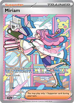 Special illustration rare Pokémon card Miriam 251/198 from Scarlet & Violet expansion
