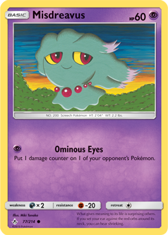Common Pokémon card Misdreavus 77/214 from Unbroken Bonds expansion