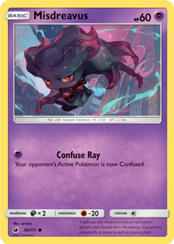 Common Pokémon card Misdreavus 39/111 from Crimson Invasion expansion