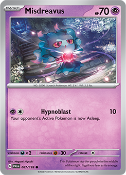Common Pokémon card Misdreavus 087/193 from Paldea Evolved expansion
