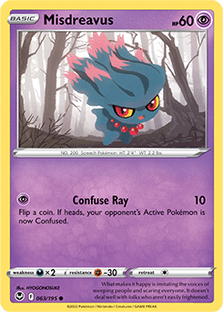 Common Pokémon card Misdreavus 063/195 from Silver Tempest expansion