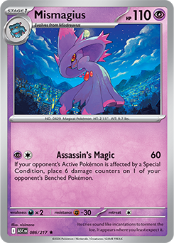 Rare Pokémon card Mismagius 86/217 from Ascended Heroes expansion