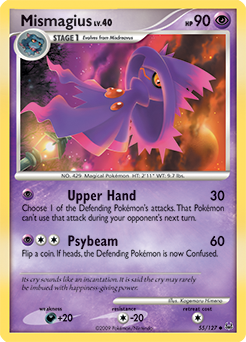 Uncommon Pokémon card Mismagius 55/127 from Platinuim expansion