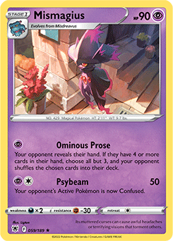 Rare Pokémon card Mismagius 059/189 from Astral Radiance expansion