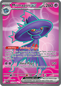 Ultra rare Pokémon card Mismagius ex 112/94 from Phantasmal Flames expansion