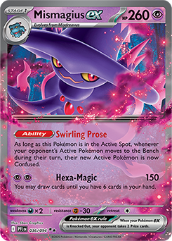 Double rare Pokémon card Mismagius ex 36/94 from Phantasmal Flames expansion