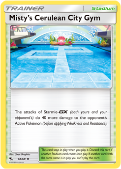 Uncommon Pokémon card Misty's Cerulean City Gym 61/68 from Hidden Fates expansion