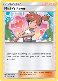 Uncommon Pokémon card Misty's Favor 202/236 from Unified Minds expansion
