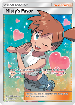 Full Art Trainer Pokémon card Misty's Favor 235/236 from Unified Minds expansion