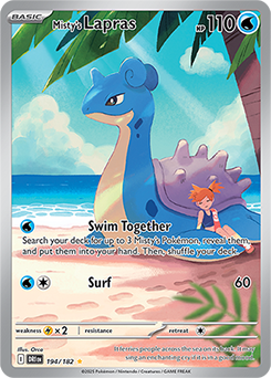 Illustration rare Pokémon card Misty's Lapras 194/182 from Destined Rivals expansion