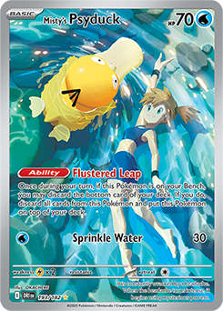 Illustration rare Pokémon card Misty's Psyduck 193/182 from Destined Rivals expansion