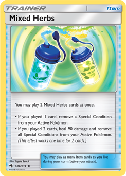 Uncommon Pokémon card Mixed Herbs 184/214 from Lost Thunder expansion