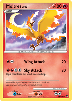 Rare Pokémon card Moltres 36/147 from Supreme Victors expansion