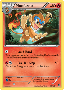 Uncommon Pokémon card Monferno 16/135 from Plasma Storm expansion