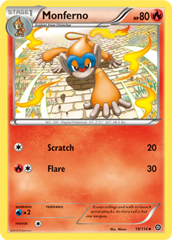 Monferno 19/114 Pokémon card from Steam Siege for sale at best price