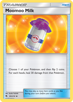 Uncommon Pokémon card Moomoo Milk 185/214 from Lost Thunder expansion