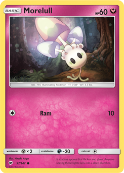 Common Pokémon card Morelull 97/147 from Burning Shadows expansion