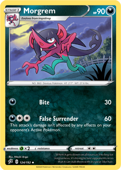 Uncommon Pokémon card Morgrem 124/192 from Rebel Clash expansion