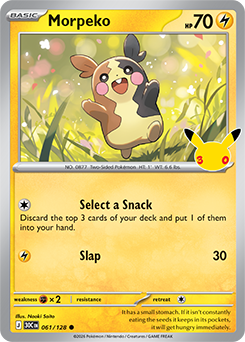 Common Pokémon card Morpeko 061/128 from 30th Celebration expansion