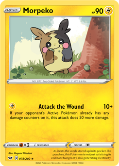 Rare Pokémon card Morpeko 78/202 from Sword & Shield expansion