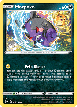 Uncommon Pokémon card Morpeko 116/195 from Silver Tempest expansion