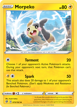 Uncommon Pokémon card Morpeko 73/192 from Rebel Clash expansion