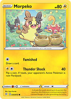 Common Pokémon card Morpeko 035/072 from Shining Fates expansion