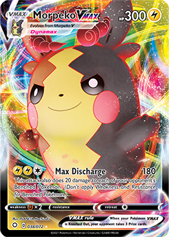 Ultra rare VMAX Pokémon card Morpeko VMAX 038/072 from Shining Fates expansion