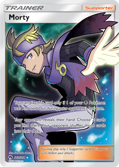 Full Art Trainer Pokémon card Morty 212/214 from Lost Thunder expansion