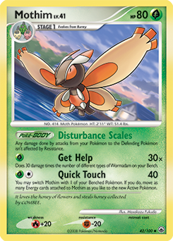 Uncommon Pokémon card Mothim 42/100 from Majestic Dawn expansion