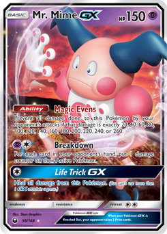 Pokémon GX Pokémon card Mr. Mime GX 56/168 from Celestial Storm expansion