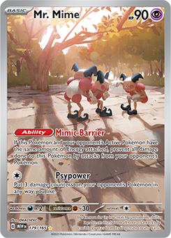 Illustration rare Pokémon card Mr. Mime 179/165 from 151 expansion