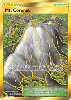 Secret Gold Pokémon card Mt. Coronet SV89/SV94 from Hidden Fates expansion