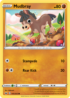 Mudbray 105/202 Pokémon card from Sword & Shield for sale at best price