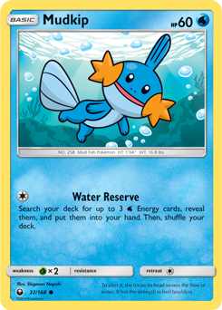 Common Pokémon card Mudkip 32/168 from Celestial Storm expansion