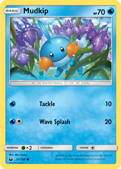Common Pokémon card Mudkip 33/168 from Celestial Storm expansion
