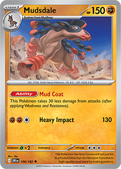 Uncommon Pokémon card Mudsdale 108/182 from Destined Rivals expansion