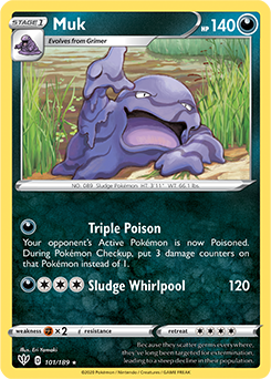 Rare Pokémon card Muk 101/189 from Darkness Ablaze expansion