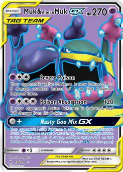 Full Art Pokémon Pokémon card Muk Alolan Muk GX 196/214 from Unbroken Bonds expansion